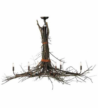 Twigs 6 Light Oblong Chandelier 38 x 36 Inches Wide by Meyda Tiffany - 141355