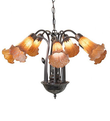 Amber Pond Lily Light Medium Chandelier By Meyda Tiffany - 116-7C