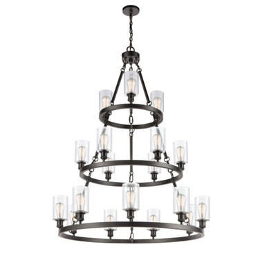 Clymer 60W 18 LED Chain Hung Chandelier 48 and 40 Inch Wide by Innovations - 82034-BK-G802-LED