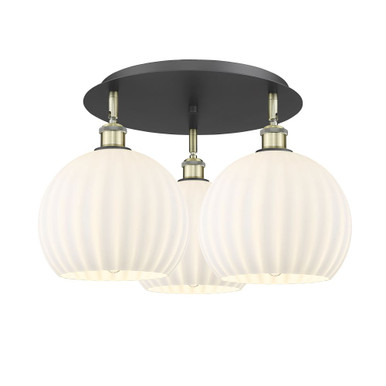 White Venetian 3 Light Semi Flush Mount 12.75X21.75 Inch by Innovations - 516-3C-BAB-G1217-10WV