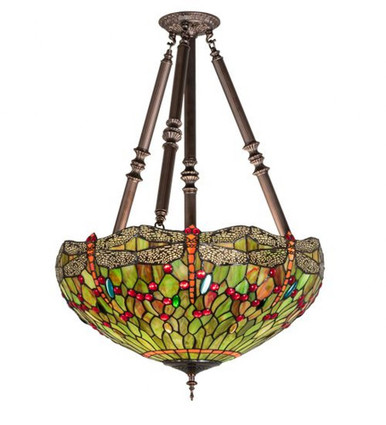Tiffany Hanginghead Dragonfly 4 Light Semi Flush Mount by Meyda Tiffany - 69271
