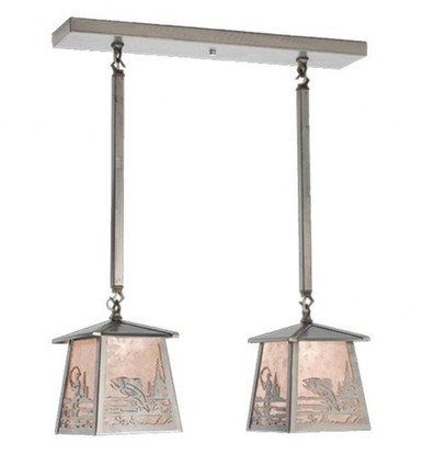 Fly Fishing Creek Bass 2 Light Island Pendant 30.5 x 106 Inch by Meyda - 15667