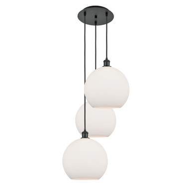 Athens 3 Light Cord Hung Multi Pendant 41.63 InchX18.25 Inch by Innovations - 113B-3P-BK-G121-12
