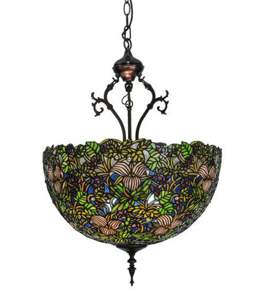 Trillium Violet 3 Light Large Inverted Pendant by Meyda Tiffany - 52187