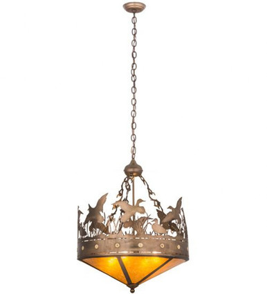 Ducks in Flight 4 Light Inverted Pendant 33 x 24 Inch by Meyda Tiffany - 32133