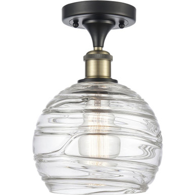 Athens Deco Swirl 1 Light Semi Flush Mount 11.88 InchX8 Inch by Innovations - 616-1F-G1213-8