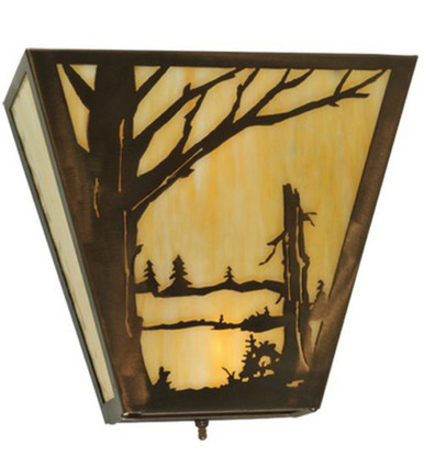 Quiet Pond Left 2 Light Left Wall Sconce 12 x 13 Inches by Meyda Tiffany - 133140