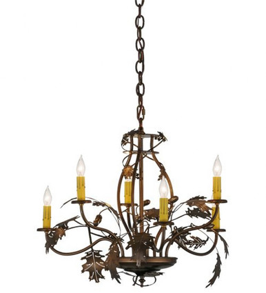 Oak Leaf & Acorn 6 Light Chandelier 24 x 28 Inches Wide by Meyda Tiffany - 158572