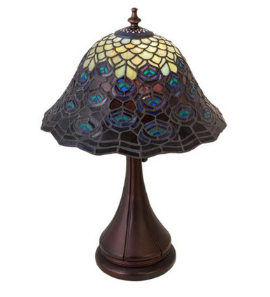 Tiffany Peacock Feather 18 Inch 1 Light Accent Lamp by Meyda Tiffany - 28568
