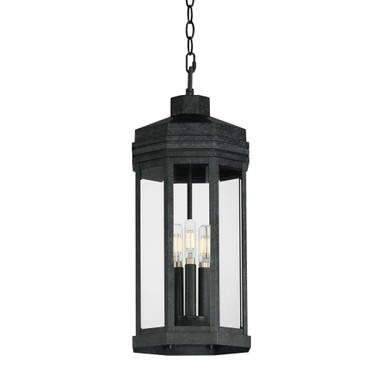 Wright 3 Light Outdoor Pendant 22 Inch Tall and 9 Inch Wide by Maxim - 30229CLBKP
