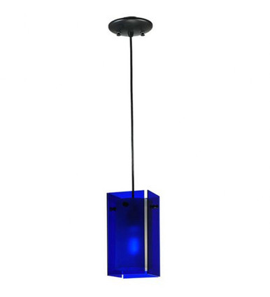 Metro Blue 1 Light Square Mini Pendant 15 x 7 Inches by Meyda Tiffany - 111283
