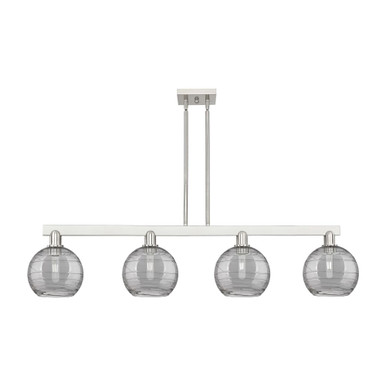 Athens Deco Swirl 4 Light Stem Hung Island 10.75 X 50.75 by Innovations - 716-4I-SN-G1213-8SM