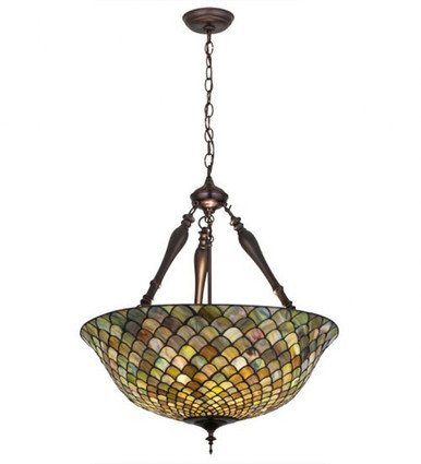 Fishscale 3 Light Large Inverted Pendant 32 Inch Tall by Meyda Tiffany - 30466