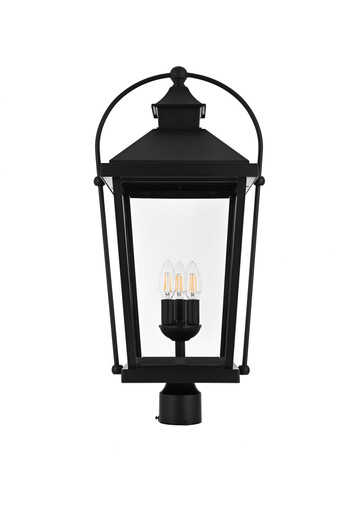 Luz 3 Light Outdoor Post Mount 27 Inch Tall and 11 Inch Wide by Elegant - OD605P27BK