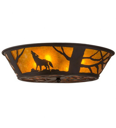Northwoods Wolf on the Loose 4 Light Flush Mount 7 x 22.5 In by Meyda - 162070