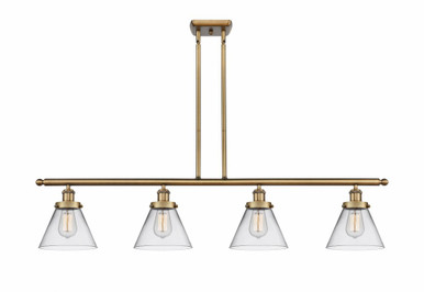 Cone 4 Light Stem Hung Island 10 Inch Tall and 48 Inch Wide by Innovations - 916-4I-BB-G42