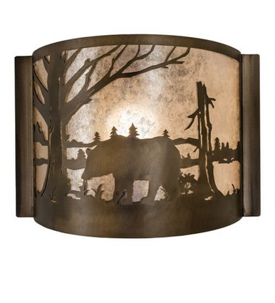 Bear at Lake 1 Light Wall Sconce 9.5 x 12 Inch by Meyda Tiffany - 169675