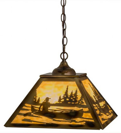 Canoe At Lake 3 Light Pendant 15 x 22.5 Inches by Meyda Tiffany - 164026