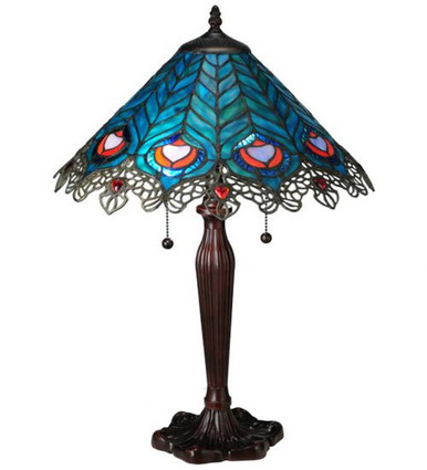 Peacock Feather Lace 23 Inch H Table Lamp by Meyda Tiffany - 138775