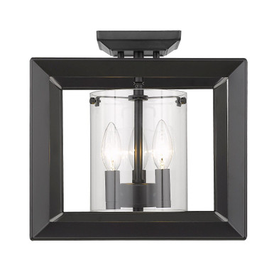 Smyth 3 Light 12 Inch Wide Semi Flush Mount by Golden - 2073-SF12