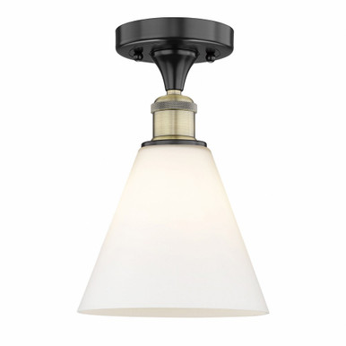 Berkshire Glass 1 Light Semi Flush Mount 12 InchX8 Inch Wide by Innovations - 616-1F-BAB-GBC-81