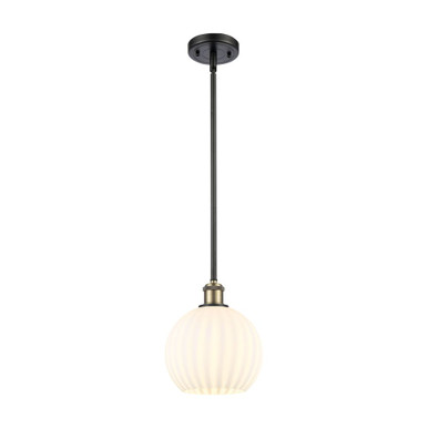 White Venetian 1 Light Mini Pendant 10 Inch and 8 Inch Wide by Innovations - 516-1S-BAB-G1217-8WV