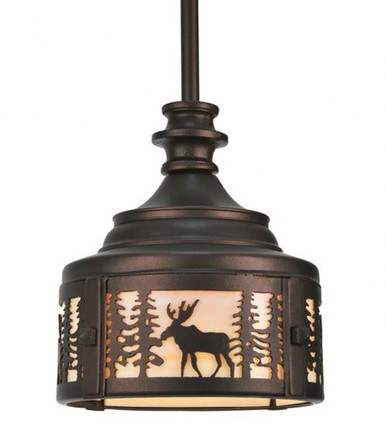 Moose at Dusk 1 Light Mini Pendant 12 x 8 Inches by Meyda Tiffany - 110017