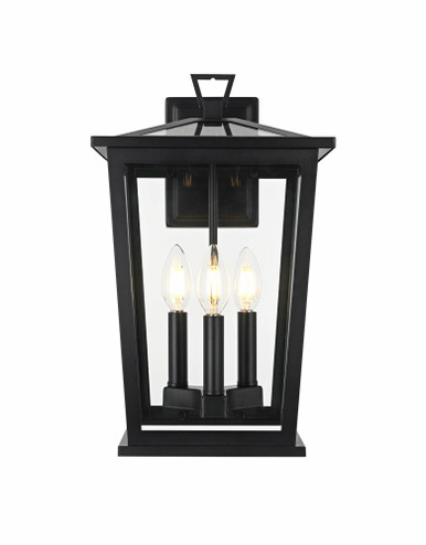 Cayman 3 Light Outdoor Wall Sconce 16 Inch Tall X 9.5 Inch Wide by Elegant - OD332W16BK