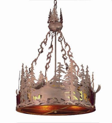 Moose at Dusk 2 Light Inverted Pendant 23 x 16 Inch by Meyda Tiffany - 50173