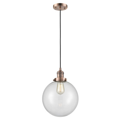 Beacon 100W 1 LED Cord Hung Mini Pendant 13.63X10 Inch Wide by Innovations - 201C-G20-10-LED