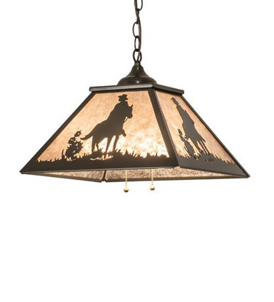Cowboy 1 Light Square Pendant 15 x 22.5 Inches by Meyda Tiffany - 254991