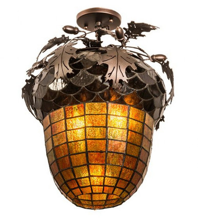 Oak Leaf & Acorn 2 Light Flush Mount 18 x 15 In by Meyda Tiffany - 181660