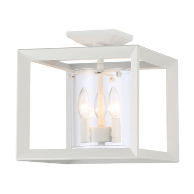 Smyth 3 Light Semi Flush Mount 12 Inch Tall and 12 Inch Wide by Golden - 2073-SF12 NWT-CLR