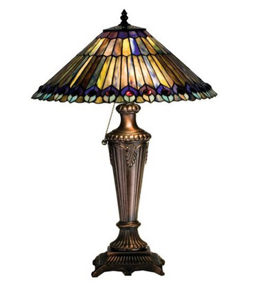 Tiffany Jeweled Peacock 1 Light Table Lamp by Meyda Tiffany - 27563
