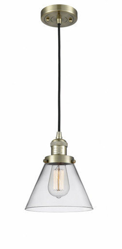 Cone 1 Light Cord Hung Mini Pendant 9.13 and 7.75 Inch Wide by Innovations - 201C-AB-G42