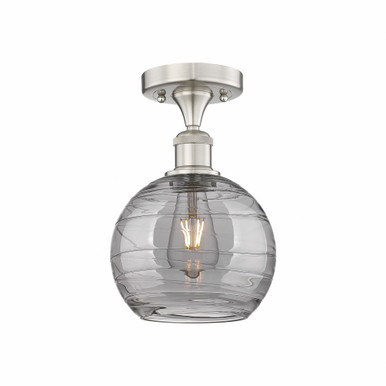 Athens Deco Swirl 1 Light 7.5 Inch Wide Semi Flush Mount by Innovations - 616-1F-SN-G1213-8SM