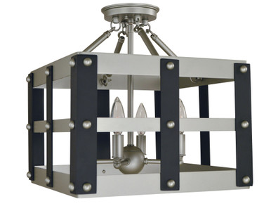 Metro Artisan 4 Light 14 Inch Wide Semi Flush Mount by Framburg - 5342 SP/MBLACK