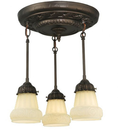 White Puffy Rose 3 Light Medium Pendant by Meyda Tiffany - 130778