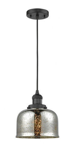 Bell 1 Light Cord hung Mini Pendant 8.88 X 7.75 Inch Wide by Innovations - 201C-BK-G78