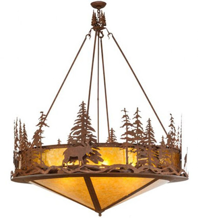 Moose at Dusk 6 Light Inverted Pendant 67 x 54 Inches by Meyda Tiffany - 151255