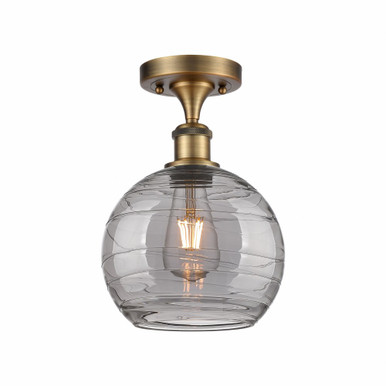 Athens Deco Swirl 1 Light 8 Inch Wide Semi Flush Mount by Innovations - 516-1C-BB-G1213-8SM
