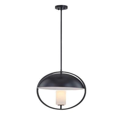 Fusion 1 Light Pendant 15 Inch Tall and 20 Inch Wide by Justice Design - FSN-4321-OPAL-MBLK