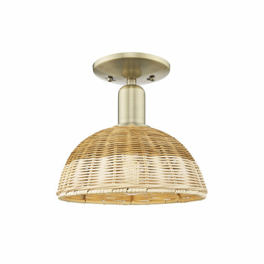 Natural Ballston Dome 1 Light Semi Flush Mount 9 Inch Wide by Innovations - 716-1C-AB-NBD2-9-NAT