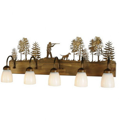 Quail Hunter W/Dog 5 Light Bath Vanity 15 x 36 Inches by Meyda Tiffany - 112920