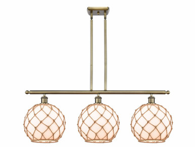 Farmhouse Rope 3 Light Steel Oversized Island Pendant by Innovations - 516-3I-AB-G121-10RB