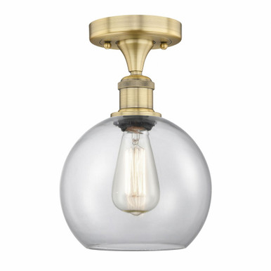 Athens 1 Light Semi Flush Mount 12 Inch Tall and 8 Inch Wide by Innovations - 616-1F-BB-G122-8