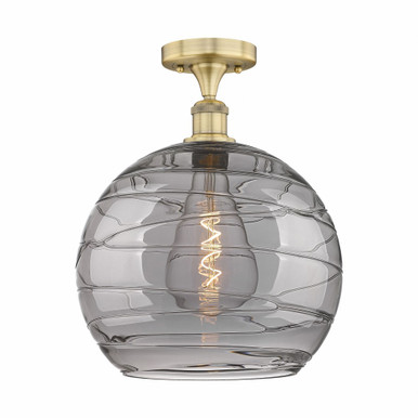 Athens Deco Swirl 1 Light Semi Flush Mount 17.13 X 13.75 by Innovations - 616-1F-BB-G1213-14SM
