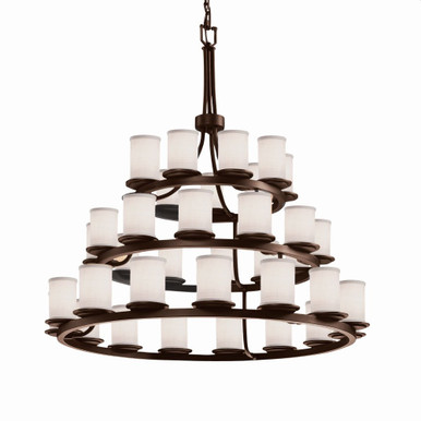 Textile Dakota 36 Light Oversized 3 Tier Chandelier by Justice Design - FAB-8712-10-WHTE