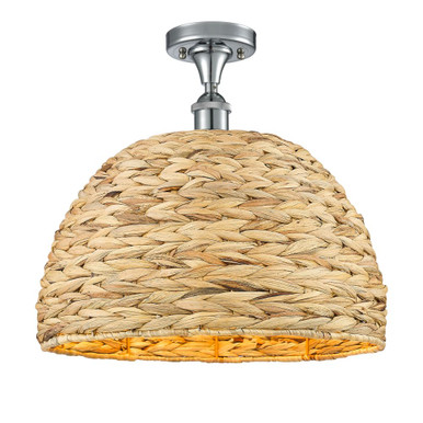Woven Rattan 1 Light Semi Flush Mount 14.25X15.75 Inch Wide by Innovations - 516-1C-RBD-16