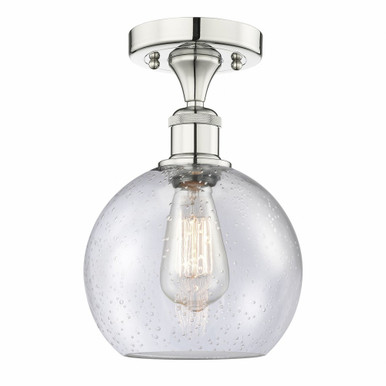 Athens 1 Light Semi Flush Mount 12 Inch Tall and 8 Inch Wide by Innovations - 616-1F-PN-G124-8